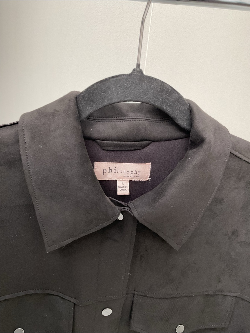 Philosophy Black Suede-Look Jean Jacket